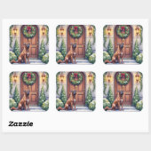 Sticker Carré Cane Corso Grand Door Evergreen Christmas Art (Feuille)