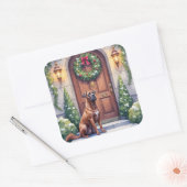 Sticker Carré Cane Corso Grand Door Evergreen Christmas Art (Enveloppe)