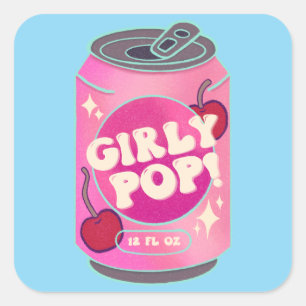 Sticker Carré Canette de soda cerise Girly Pop Rose rétro Y2K