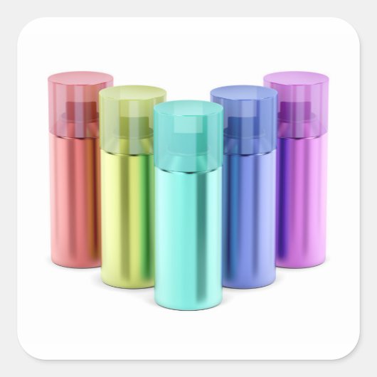 Sticker Carré Canettes aérosol multicolores (Devant)