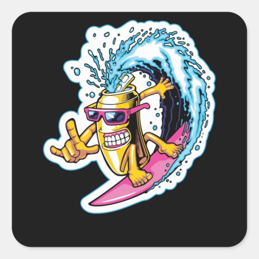 Sticker Carré Canettes surf (Devant)