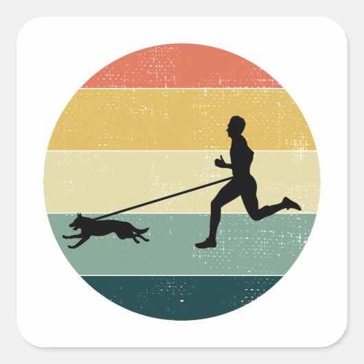 Sticker Carré Canicross Trail Runner Dog Sport (Devant)