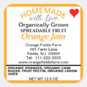 Sticker Carré Canne à confiture d'orange maison (Devant)