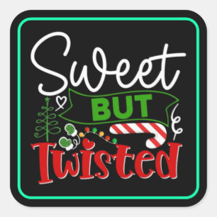 Sticker Carré Canne à Sucre de Noël Drôle mais Tordu