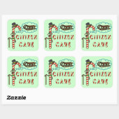 Sticker Carré Canne citoyen Canne de Noël drôle (Feuille)