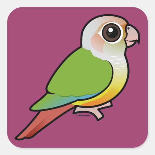 Sticker Carré Cannelle Birdorable Conure à joues vertes (Devant)