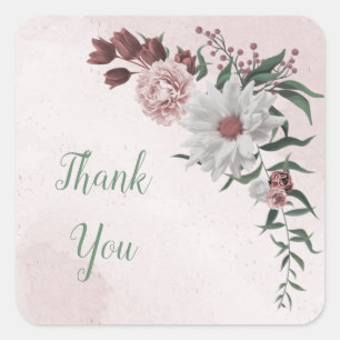 Sticker Carré cannelle rose rose blanc floral