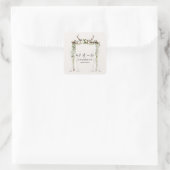 Sticker Carré Canopy mariage botanique rustique m et mrs script (Sac)