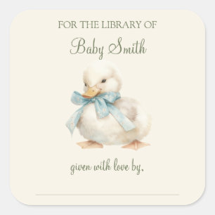 Sticker Carré Canotage avec plaque de Baby shower de ruban