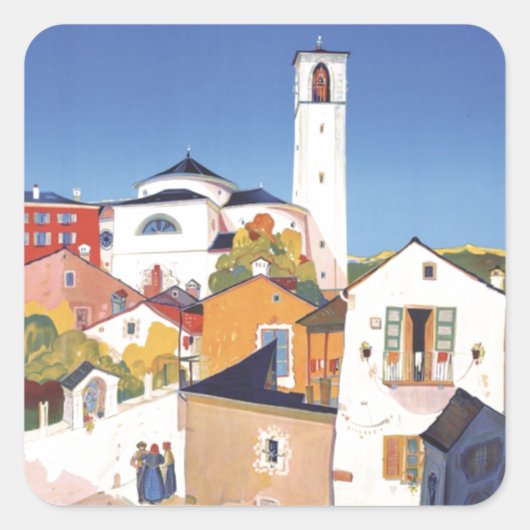 Sticker Carré Canton de Tessin vintage Suisse (Devant)