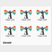 Sticker Carré Cape Cod Massachusetts Phare Arc-en-ciel (Feuille)