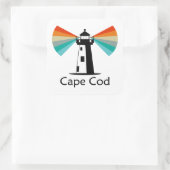 Sticker Carré Cape Cod Massachusetts Phare Arc-en-ciel (Sac)