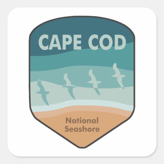 Sticker Carré Cape Cod National Seashore Massachusetts Seagull (Devant)