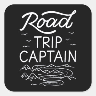 Sticker Carré Capitaine de road trip I - Pilote de VR en vacance