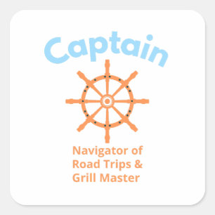 Sticker Carré Capitaine – Navigateur des voyages sur route