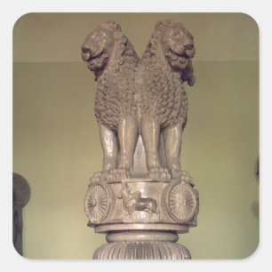 Sticker Carré Capitale des lions du pilier de l'empereur Ashoka