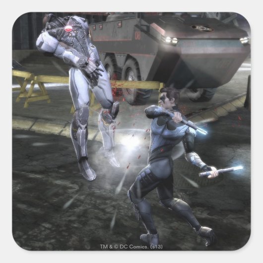 Sticker Carré Capture d'écran : Cyborg vs Nightwing 3 (Devant)