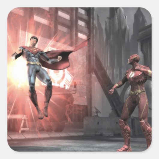 Sticker Carré Capture d'écran : Superman vs Flash (Devant)
