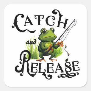 Sticker Carré Capture Et Libération Patch De Grenouille De Pêche