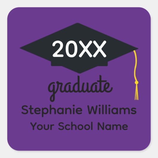 Sticker Carré Capuchon de graduation noir #1-3 (Devant)
