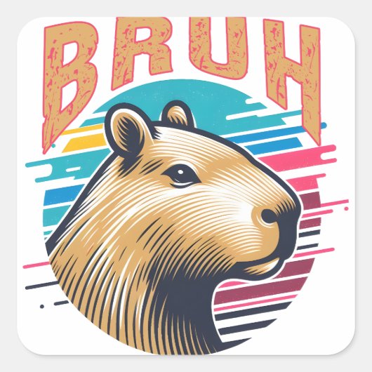 Sticker Carré Capybara Bruh Funny Bruh Capybara Amateurs Hommes (Devant)