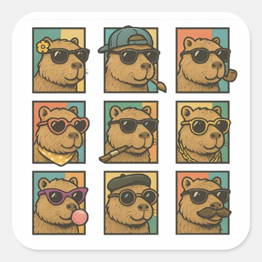 Sticker Carré Capybara Calm Crew (Devant)