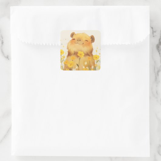 Sticker Carré Capybara Cute Smile (Sac)