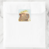 Sticker Carré Capybara d'alimentation des fleurs (Sac)