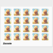 Sticker Carré Capybara dans la Prairie (Feuille)