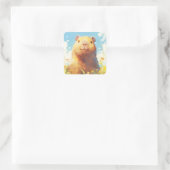 Sticker Carré Capybara dans la Prairie (Sac)