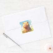 Sticker Carré Capybara dans la Prairie (Enveloppe)