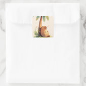 Sticker Carré Capybara faisant la sieste sous un palmier (Sac)