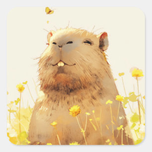 Sticker Carré Capybara Goofy Smile