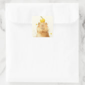 Sticker Carré Capybara Orange Vous Êtes Heureux (Sac)