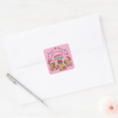 Sticker Carré Capybara Pink Christmas Holiday Birthday (Enveloppe)