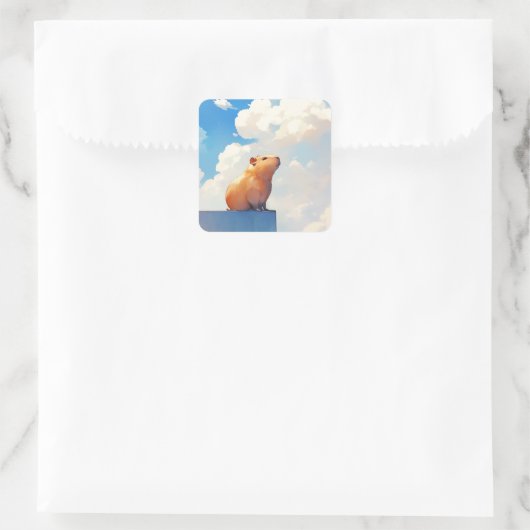 Sticker Carré Capybara réfléchie (Sac)