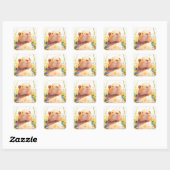 Sticker Carré Capybara Sieste Herbeuse (Feuille)