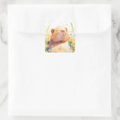 Sticker Carré Capybara Sieste Herbeuse (Sac)
