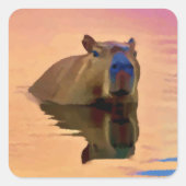 Sticker Carré Capybara Simplicité Lac Tranquil (Devant)