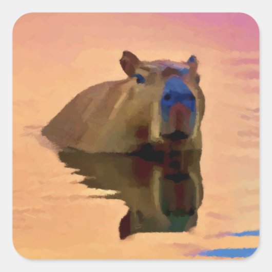 Sticker Carré Capybara Simplicité Lac Tranquil (Devant)