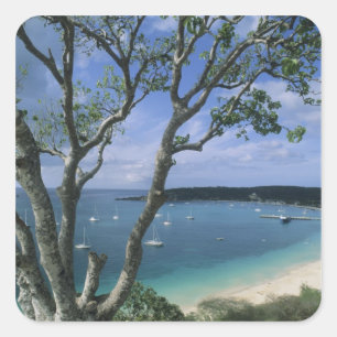 Sticker Carré Caraïbes, île d'Anguilla, port de Road Bay.