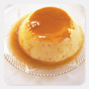 Sticker Carré Caramel de crème type pudding avec caramel