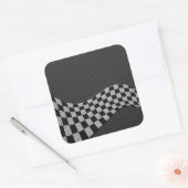 Sticker Carré Carbone Fiber Style Racing Drapeau Checkers Vague (Enveloppe)
