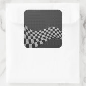 Sticker Carré Carbone Fiber Style Racing Drapeau Checkers Vague (Sac)
