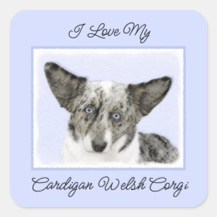 Sticker Carré Cardigan Welsh Corgi Peinture - Art Chien original