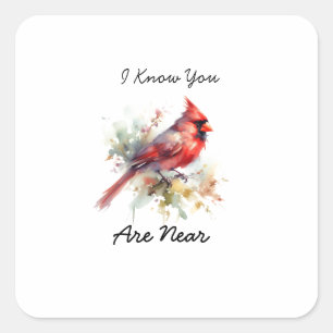 Sticker Carré Cardinal Aquarelle ''Je sais'' Personnaliser