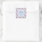 Sticker Carré Cardinal bleu moderne Joyeux Noël (Sac)