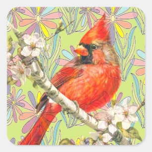 Sticker Carré cardinal rouge