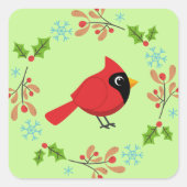Sticker Carré Cardinal Rouge Cardinal Cardinal aux Fleurs (Devant)