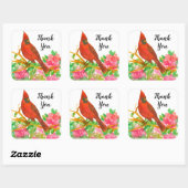 Sticker Carré Cardinal rouge du Nord Merci (Feuille)